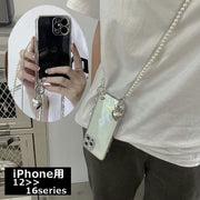 iPhone用ケース スマホケース スマホカバー チェーンストラップ付 ショルダー 肩掛け 斜めがけ 軽量 耐衝撃 背面 カメラ保護 クリア