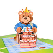 グリーティングカード メッセージカード バースデーカード 封筒付き 立体 3D ポップアップ 飛び出す クマ ケーキ 可愛い お祝い 記念日 誕生日 メッセージ