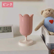 ペン立て 鉛筆立て ペンスタンド チューリップ型 花型 縦型 ピンク 黄色 緑 かわいい おしゃれ シンプル 文房具 文具 プレゼント