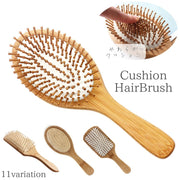 ヘアブラシ ヘアーブラシ クッションブラシ レディース メンズ 竹 木製 ウッド コーム くし 櫛 ヘアケア 頭皮 ブラッシング