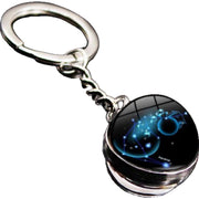 キーホルダー キーリング レディーズ メンズ アクセサリー 星座 バックチャーム 紛失防止 丸型 ラウンド型 宇宙 星 きれい 夜景 スター