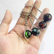 キーホルダー キーリング レディーズ メンズ アクセサリー 星座 バックチャーム 紛失防止 丸型 ラウンド型 宇宙 星 きれい 夜景 スター