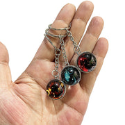 キーホルダー キーリング レディーズ メンズ アクセサリー 星座 バックチャーム 紛失防止 丸型 ラウンド型 宇宙 星 きれい 夜景 スター