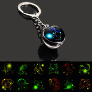 キーホルダー キーリング レディーズ メンズ アクセサリー 星座 バックチャーム 紛失防止 丸型 ラウンド型 宇宙 星 きれい 夜景 スター