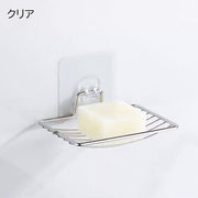 ソープディッシュ 石けんケース 1段 壁掛け 吊り下げ メッシュ 水切り 石鹸ホルダー せっけん置き 石けん皿 浴室 バスルーム お風呂場 洗面所 粘着テープ 貼り付け 工具不要 穴あけ不要 シンプル ステンレス