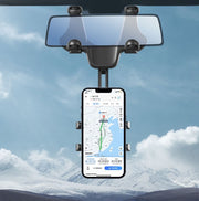 スマホホルダー 車用 バックミラー取り付け クリップ式 車載ホルダー 360度回転 伸縮 取付け簡単 自由調節 車内 携帯ホルダー カー用品 車用品