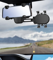 スマホホルダー 車用 バックミラー取り付け クリップ式 車載ホルダー 360度回転 伸縮 取付け簡単 自由調節 車内 携帯ホルダー カー用品 車用品