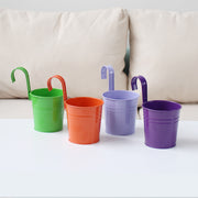 フラワーポット 植木鉢 鉢カバー 園芸用品 インテリア雑貨 小物入れ 底穴なし ハンドル フック付き ハンギング 吊り下げ 鉄製 小型 観葉植物 カラフル おしゃれ