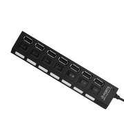 USBハブ USB2.0 HUB 50cmケーブル 7ポート スイッチ付き バスパワー 高速 データ転送 480Mbps リチウム ドッキングステーション 充電器 USBコンセント 小型 コンパクト 使いやすい LEDライト パソコン ノートパソコン ノートPC 周辺機器 Windows