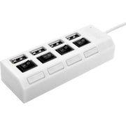 USBハブ USB2.0 HUB 50cmケーブル 4ポート スイッチ付き バスパワー 高速 データ転送 480Mbps リチウム ドッキングステーション 充電器 USBコンセント 小型 コンパクト 使いやすい LEDライト パソコン ノートパソコン ノートPC 周辺機器 Windows