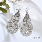 ピアス フックピアス ロング レディース アクセサリー フラワー 花 透かし模様 揺れる 大きめ アンティーク調 キラキラ きれい パーティー プレゼント ギフト 女性用