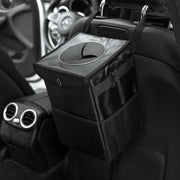 車用 ダストボックス ゴミ箱 車載 マルチボックス ゴミ入れ 液体も可 防水 保温 収納 折りたたみ シートバック 簡単取付 ふた付き ネット フェイクレザー