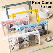 ペンケース 筆箱 文房具入れ ペン入れ クリア 透明 ポーチ ファスナー 小物入れ 防水 大容量 シンプル 学生 メンズ レディース