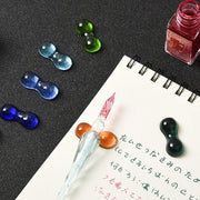 ペン置き ペンホルダー 同色2個セット ガラスペン 万年筆 ペンレスト 文房具 筆記用具 レトロ文具 筆休め 箸置き 箸ホルダー はし置き おしゃれ かわいい 上品 ギフト プレゼント 贈り物