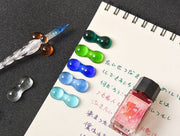 ペン置き ペンホルダー 同色2個セット ガラスペン 万年筆 ペンレスト 文房具 筆記用具 レトロ文具 筆休め 箸置き 箸ホルダー はし置き おしゃれ かわいい 上品 ギフト プレゼント 贈り物