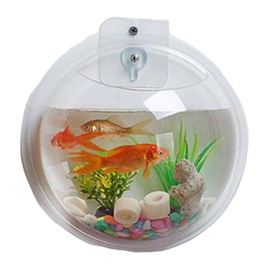 壁掛け水槽 インテリア ペット用品 半球型 クリア ホワイト シンプル アクアリウム 癒し 金魚 熱帯魚