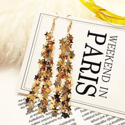ピアス 星 スター タッセル ロングピアス チェーンピアス フックピアス アクセサリー ジュエリー レディース 揺れる ゴージャス 派手 パーティ お出かけ プレゼント ギフト