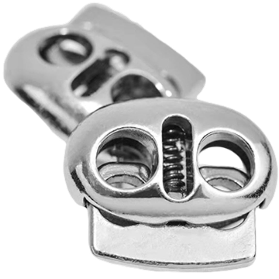 コードストッパー 2個セット 2つ穴 2本紐用 穴径5mm スプリング バネ ロック ホルダー 紐止め