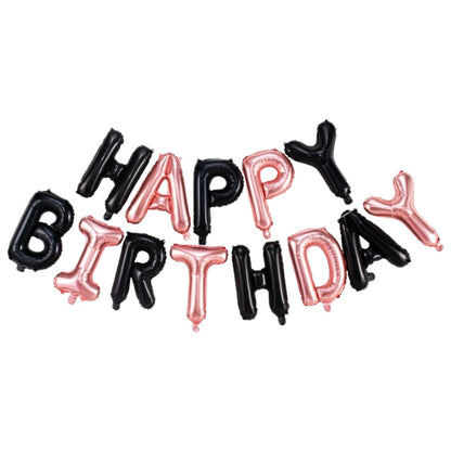 バルーン 誕生日 バースデーバルーン HAPPYBIRTHDAY アルミ風船 誕生会 ブラック×ローズゴールド バリエーション画像
