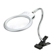 ルーペ クリップ付き ルーペ 拡大鏡 スタンド式 固定クリップ 工具 LEDライト 光る 虫眼鏡 小型 2.25倍 5倍 角度調節可 電池式 コンパクト 読書 観察 作業 便利グッズ シンプル 銀色