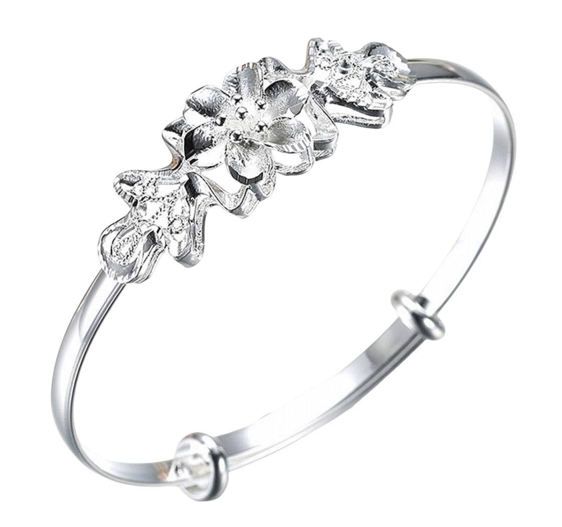 ブレスレット バングル アクセサリー レディース ファッション小物 シルバー 花 フラワー 調節可能 大人 上品 おしゃれ お出掛け 記念日 誕生日 プレゼント ギフト 贈り物