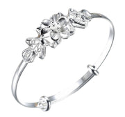 ブレスレット バングル アクセサリー レディース ファッション小物 シルバー 花 フラワー 調節可能 大人 上品 おしゃれ お出掛け 記念日 誕生日 プレゼント ギフト 贈り物