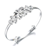ブレスレット バングル アクセサリー レディース ファッション小物 シルバー 花 フラワー 調節可能 大人 上品 おしゃれ お出掛け 記念日 誕生日 プレゼント ギフト 贈り物