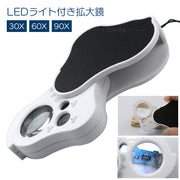 ルーペ 拡大鏡 LEDライト付き 3レンズ 30X 60X 90X ジュエリールーペ 電池式 コンパクト 携帯 持ち運び 小型 ミニ ストラップ付 簡単 収納