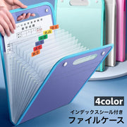 ドキュメントファイル ファイルケース バインダー 文房具 バッグ型 A4サイズ タテ型 縦型 書類ケース クリアファイル アコーディオン型 じゃばら型 書類収納 持ち手付き インデックス付き 持ち運び おしゃれ