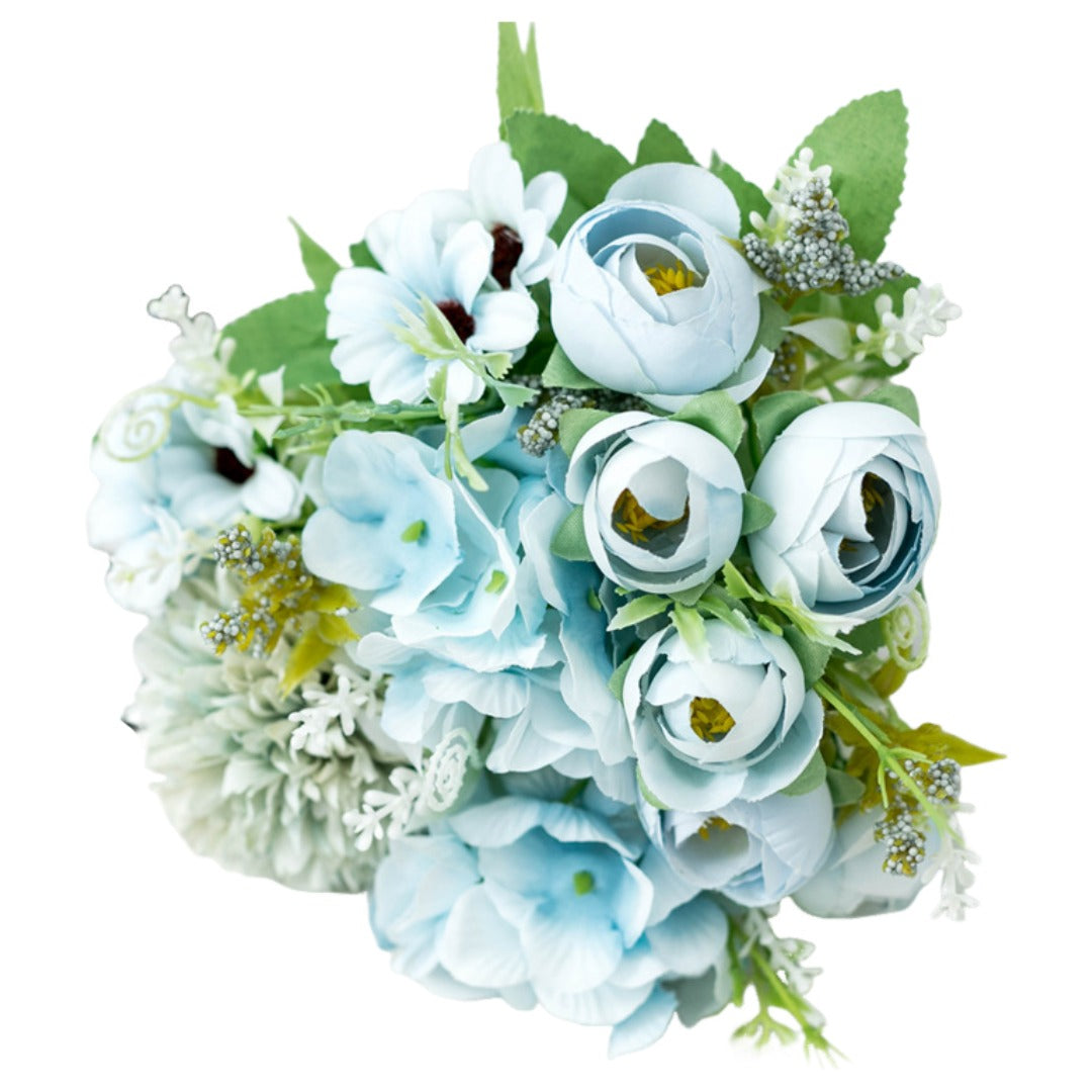 造花 花 フラワー 薔薇 バラ 牡丹 つぼみ×ブルー バリエーション画像