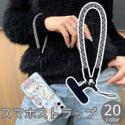 スマホストラップ ハンドストラップ リストストラップ 挟む 手首掛け ロープ 丸紐 落下 紛失 防止 カラバリ豊富 スマートフォン 携帯 スマホアクセサリー