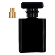 アトマイザー スプレーボトル 50ml 香水 詰め替え容器 ガラス製 キャップ付 レフィルボトル クリア 透明 ブラック マット スクエア 四角 小分けボトル