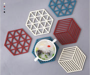 コースター 六角形 単品 キッチン用品 洗える 撥水 耐熱 シンプル おしゃれ かわいい 可愛い 便利 白 青 黒