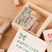 スタンプ ミニスタンプ ハンコ スケジュールスタンプ 25種類入り 可愛い かわいい おしゃれ 文房具 ステーショナリー用品 予定表 事務用品 木箱 種類豊富 デザイン豊富 雑貨 イラスト入り