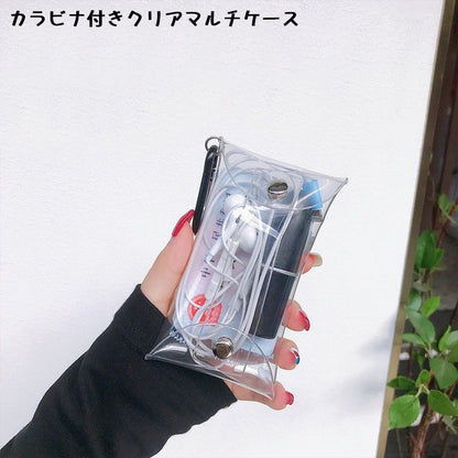クリアマルチケース ミニポーチ 小物入れ カラビナ付き 透明 キーケース 商品画像