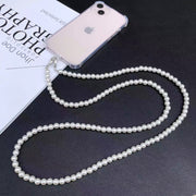 ネックストラップ スマホストラップ スマホショルダー 首掛け 肩掛け 落下防止 紛失防止 フェイクパール 上品 おしゃれ 高級感 挟むタイプ