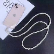 ネックストラップ スマホストラップ スマホショルダー 首掛け 肩掛け 落下防止 紛失防止 フェイクパール 上品 おしゃれ 高級感 挟むタイプ