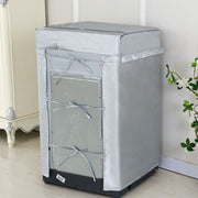 洗濯機カバー 縦型洗濯機用 防水 撥水 防塵 保護 紫外線 UVカット 日焼け止め 屋外 屋内 オックスフォード 無地 フリル ３面 シンプル ファスナー 簡単開閉 シルバー 生活雑貨 洗濯機アクセサリー