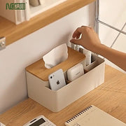 ティッシュケース ティッシュボックス 小物入れ 収納ボックス 収納 便利グッズ 多機能 マルチケース 日用品 生活雑貨 メガネ入れ リモコン入れ 整理整頓 文房具 メイクグッズ スマホ 収納ケース 寝室 枕元 洗面所 リビング 台所 ダイニング インテリア デスク収納 中板取り外し可能 シンプル 木目 白 ベージュ おしゃれ マルチボックス