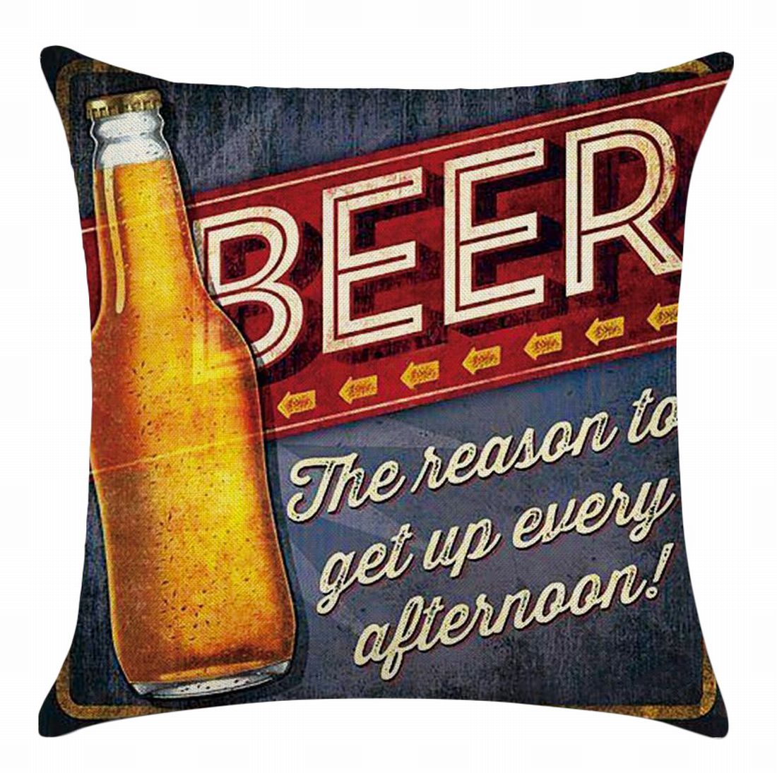 クッション用カバー クッションカバー 50cm 60cm カバーのみ ビール ワイン スクエア型 四角形 正方形 レトロ 英文 英字 アルファベット おしゃれ 模様替え イメージチェンジ イメチェン 単品 1枚 カバーだけ ジッパー チャック ファスナー インテリアファブリック 生活雑貨 日用品 小物