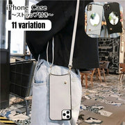 iPhone用ケース スマートフォンケース スマホケース スマホカバー ショルダーストラップ付き ミラー付き スタンド機能 フェイクレザー 斜めがけ 首掛け 肩掛け シンプル 背面保護 保護 傷防止 耐衝撃 落下防止 おしゃれ お洒落 可愛い レディース 女性 iPhone用 アイフォン 保護カバー