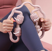 リラクゼーションローラー ストレッチローラー 筋膜ローラー ほぐし ツボ押し リラックス ストレッチ 筋膜リリース 手持ち 首 脚 太もも ふくらはぎ 膝 肩 挟む 筋肉ほぐし セルフストレッチ 自宅 便利グッズ 青 緑 ピンク 橙