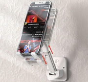 スマホスタンド 壁掛け用 貼り付けタイプ 角度調整 スマホホルダー 多目的 スマホアクセサリー スマートフォンスタンド シンプル キッチン お風呂 バスルーム 寝室 洗面所