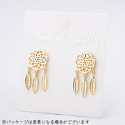 ピアス リング レディース アクセサリー スタッド フリーサイズ ドリームキャッチャー風 羽 ボヘミアン 揺れる 小さめ おしゃれ ゴールドカラー シルバーカラー