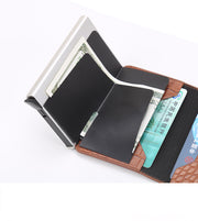 カードケース メンズ レディース 三つ折り スキミング防止 RFID レザー調 フェイクレザー 無地 マネークリップ付き コンパクト スリム シンプル プレゼント ギフト 贈り物 男性用 女性用 ヘビ柄 ワニ柄 ブラック ブラウン ベージュ グレー ブルー ネイビー 黒 茶色 青