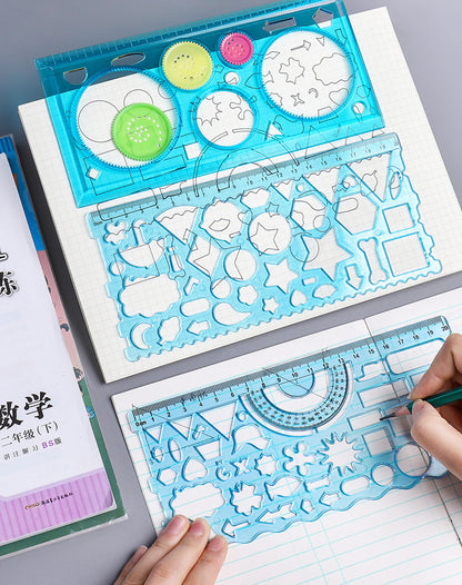 製図テンプレート 7点セット お絵描き定規 文房具 多機能定規 多形定規 商品画像3