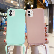 iPhone用ケース スマホカバー iPhone用カバー 携帯ケース ショルダーストラップ付 レディース 背面保護 傷防止 落下防止 シンプル 無地 単色 マット 斜め掛け おしゃれ かわいい 大人可愛い 女性 アイフォン用 アイフォーン用 スマートフォン