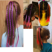 エクステンション ヘアゴム付き エクステ キッズ用 子ども 子供 女の子 女児 レディース つけ毛 まとめ髪 ポニーテール カラバリ豊富 かわいい ダンス