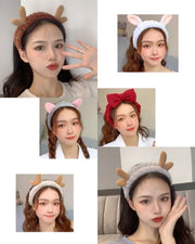 ヘアバンド レディース ヘアターバン タオル地 タオルキャップ ヘッドバンド 吸水 ふわふわ モコモコ  猫耳 アニマル リボン ウサギ シカ バスグッズ バス用品 洗顔用品 お風呂 かわいい おしゃれ