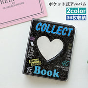 ポケット式アルバム コレクトブック 36枚収納 トレカケース ファイル 収納 コレクトケース チェキ 写真 フォト 推し活 オタ活 ラメ ハート かわいい おしゃれ
